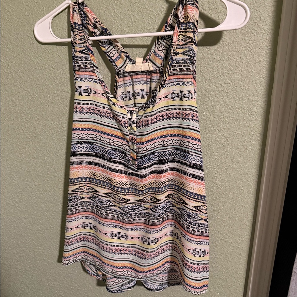 Multicolor Pattern, Pink Rose, Women's Cropped Front Tank